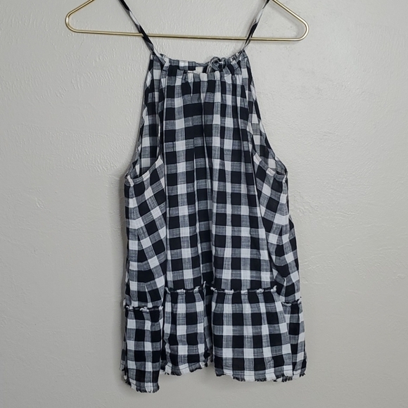Cloth & Stone Gingham Peplum Hem Halter Tank Top - Picture 2 of 7